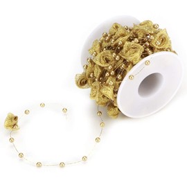 66 Feet Pearl String, Artificial Beads Chain Garland String Pearl Beads Decoration for Vases Filler Wedding DIY Gift Wrapping Christmas Party Decor