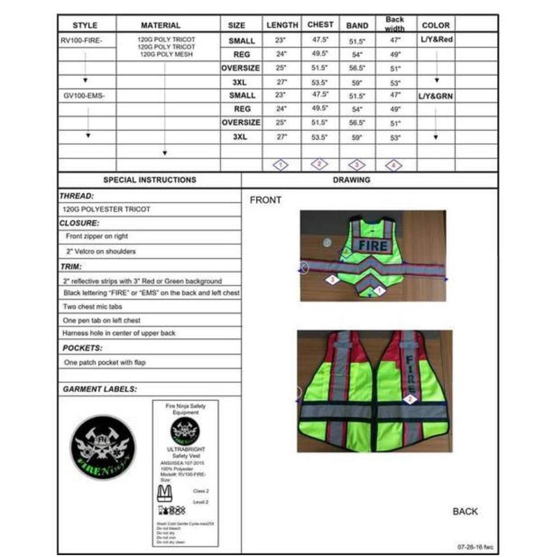 FIRE NINJA - Ultrabright Safety Fire Vest | Class 2