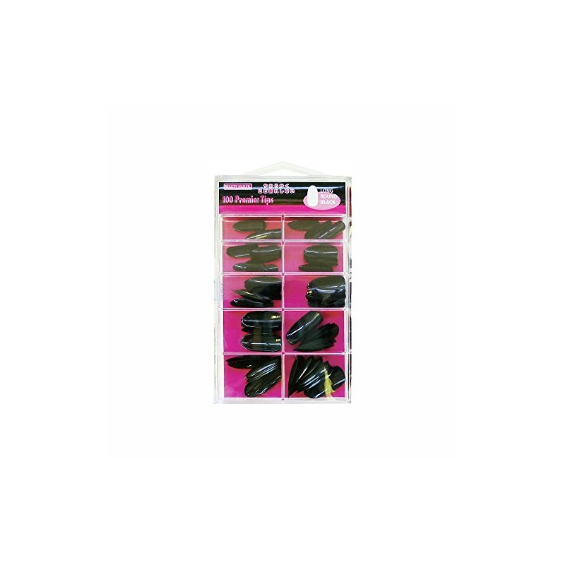 Beauty Nailer 101 Premier Black Tips Long Round Black PT-20