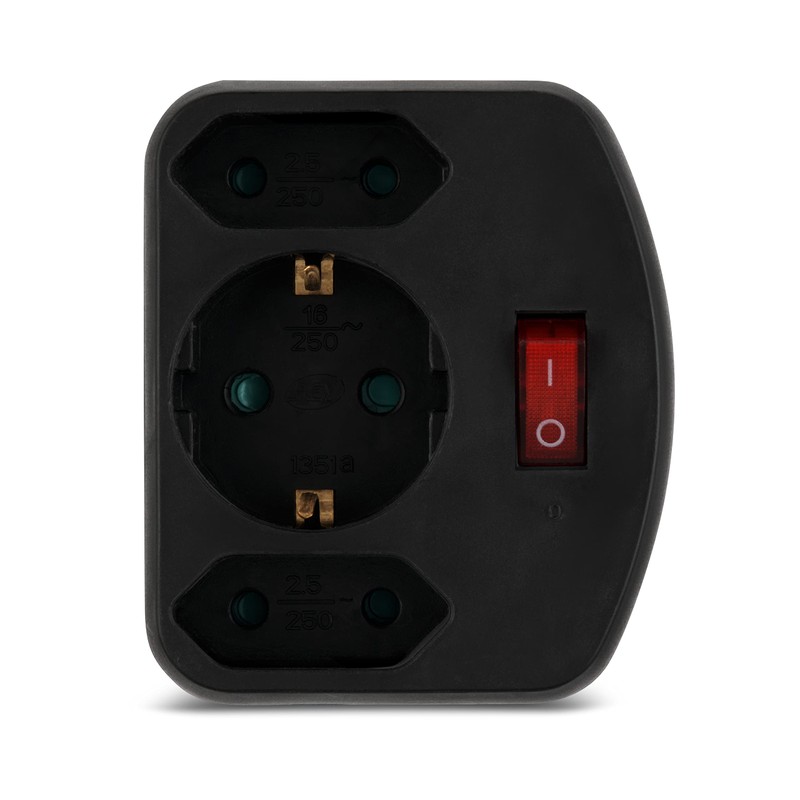 Rev Ritter 00135171 Adaptor 2+1 with Switch Black