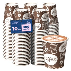 Fit Meal Prep 10 oz Coffee Cups 300 Count, Leak-Proof Hot Cup, Disposable Paper Coffee Cup Bulk for Hot/Cold Beverage, Durable Thickened Paper Cups for Party, Office, Bussines, Home, Bistros