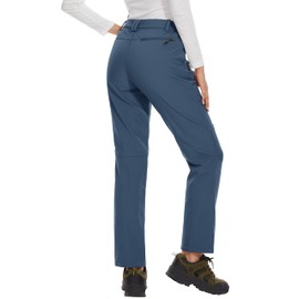 MAGCOMSEN Women's Fleece Lined Thermal Winter Snow Ski Pants Waterproof Cold Weather Pants for Hiking Travel Dark Blue XL