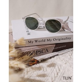 TIJN Polarized Sunglasses for Womens Mens,Small Round Classic Frame,UV 400 Protection Colored Lens,Vintage Style