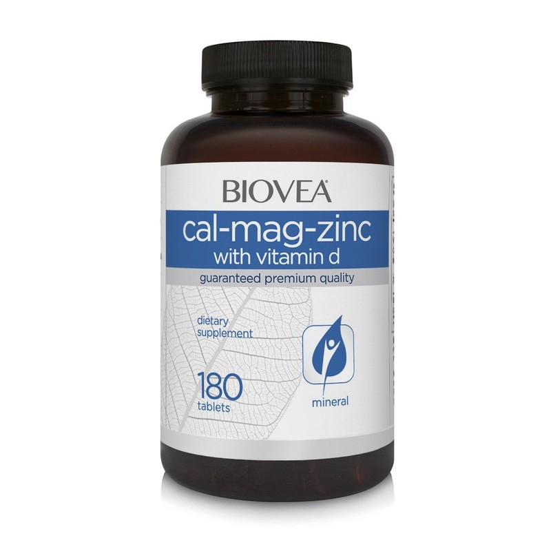 Biovea Calcio, Magnesio y Zinc con vitamina D3 frasco de