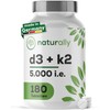 Natural Vitamin D3 K2 Tablets High Dose - 5000 IU