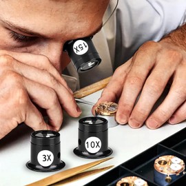 5 Pieces Portable Monocular Magnifier Jewelers Loupe 3X/5X/10X/15X/20X Handheld Magnifier Dome Optics Lens Magnifying Glass Eye Loops Magnifier for Jewelry Coins Textile Optical Circuit