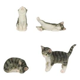 Ebros Gift Set von 4 Crazy for Cats Vier verspielte neugierige graue Kurzhaar-Kätzchen-Figuren Entzückende Kitty Katze Tier in mehreren Posen Skulpturen