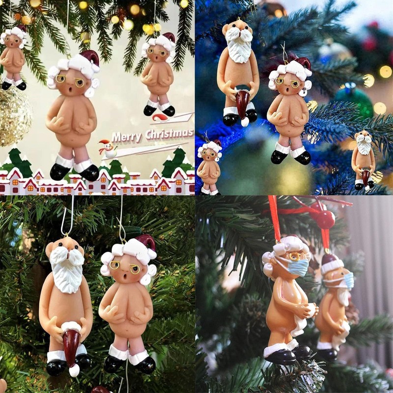 2 Pcs Rude Christmas Tree Decorations, Funny Pendant For Decorating
