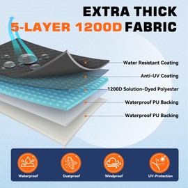 Boatpro 1200D Heavy Duty Waterproof Boat Covers 17-19ft with Motor Cover,Bass Boat Cover with Windproof Metal Buckle,Fits Bass Boat,Tri-Hull,Runabout Boat,Gray