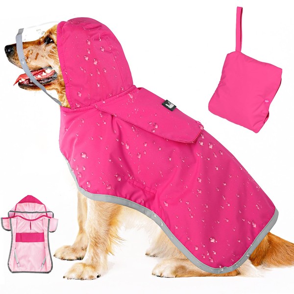 Lukovee Dog Raincoat, Adjustable Dog Rain Jacket with Clear Hooded