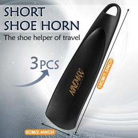 NINEMAX Plastic Shoe Horn 7.5 Inch, Travel Shoehorn Small Short Portable for Men Women Kids Seniors (Pack 3)