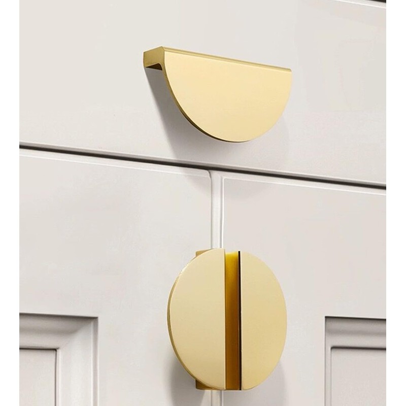 XMHF 4 Pack Semicircular Cabinet Pulls, Solid Brass Hardware Knobs,