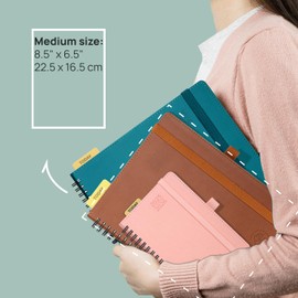 POPRUN Agenda 2025-2026 (6.5'' x 8.5'') Academic Year Planner (July 2025 - June 2026) with Hourly Time Slots, Weekly & Daily Appointment Book for time Management, Leather Cover -Purple