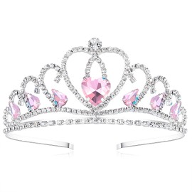Lovelyshop Enchanting Pink Heart Tiara for Little Girls for Princess Parties and Costume Dress-Up