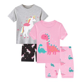 Dolphin&Fish Little Girls Dinosaur Cotton Short Pajamas Summer Kids Clothes Toddler Pjs 3T