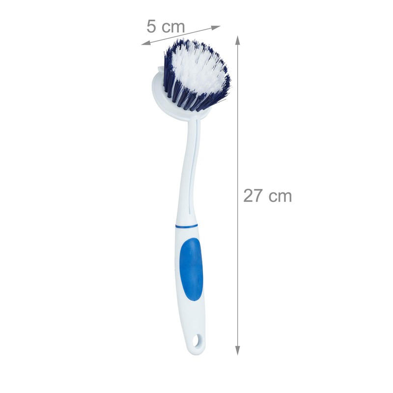 Relaxdays 6 x Washing Up Brush, Medium Bristles, Rubberised Handle,