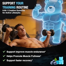 Creatine Gummies 6000mg, Creatine Monohydrate Powder & Tablets Alternative, Pre/Post Gym Workout Support for Muscle Strength & Recvovery, with BCAAs & L-Theanine, Creatine Monohydrate for Adults