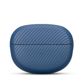 Haobobro Carbon Fibre Texture Leather Case for Bose Ultra Open Earbuds - Handmade Bose Ultra Open Earbuds Leather Case - Shockproof Bose Ultra Open Ear Protective Leather Case - Blue