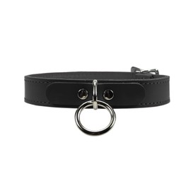 Anabel I Collar Latigo Leather Lambskin Handmade Leather Collar (Black, Small)