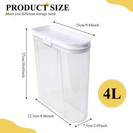 SUROQUE 4 Pack Cereal Containers, Airtight Food Storage Containers with Pour Spout, PET Plastic Pantry Canisters for Cereal Rice Flour Sugar, BPA-Free Kitchen Organizers, Sealed Dry Food Containers