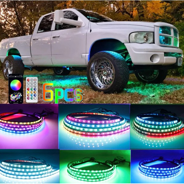 GOODFITMENT 6x RGB LED Underglow Lights Kit Neon Strips App