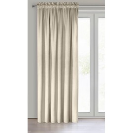 Eurofirany Melanie Velvet Curtain with Ruffle Tape, 1 Piece, Soft Elegant Curtain, 200 g/m², Elegant, Smooth, Plain, Fluffy, Modern, Classic, Living Room, Bedroom, 140 x 270 cm, Cream