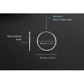 Genuine 925 Sterling Silver Endless Hoop Earrings with Gift for Women Girls, Round Silver Earrings 14 20/30/40/50/60mm