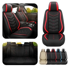 ADERN Car Seat Covers for Ford Mustang 2000-2024, Premium Nappa Leather Car Seat Cover, Stylish Sport Seat Covers， Automobile Seat Cover Sets.(Standard 5 Seats/Black Red)