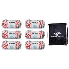 Handicrafter Cotton Ombres Mistletoe 162102-2706 (6-Pack - Same Dye Lot) Worsted Medium #4 Cotton Yarn for Crocheting and Knitting - Bundle with 1 Artsiga Crafts Project Bag