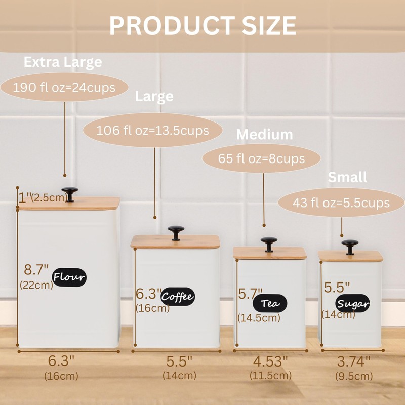 PERFNIQUE Kitchen Canisters, Airtight Canister Sets for Kitchen Counter, Kitchen