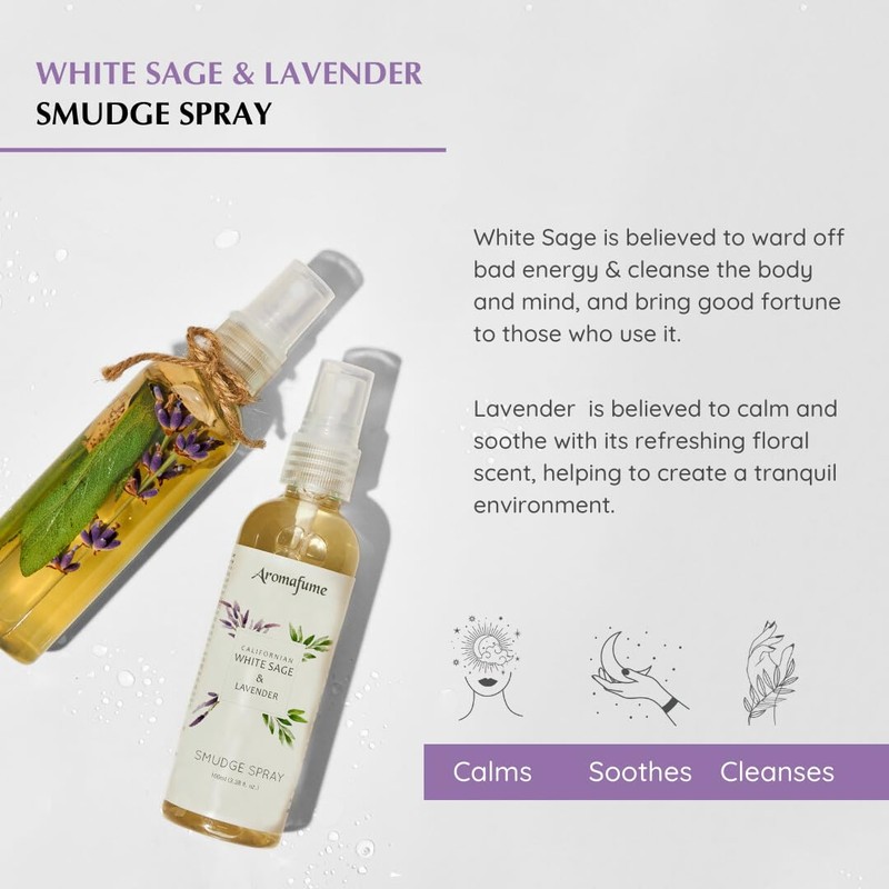 White Sage & Lavender Smudge Spray by Aromafume | 100ml/3.3