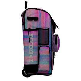 Boombah Rolling Superpack Baseball/Softball Gear Bag - Telescopic Handle - Holds 4 Bats - Wheeled Version - Cascade Glitter Amethyst/Orchid/Violet/Magenta