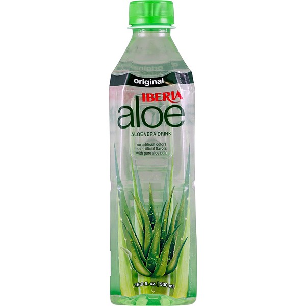 Iberia Aloe Vera Juice Drink , Original, 16.9 Fl Oz (Pack of 24) BPA Free Bottles with Pure Aloe Pulp, No Artificial Flavors Preservatives or Colors, Convenient Healthy Aloe Juice Drink