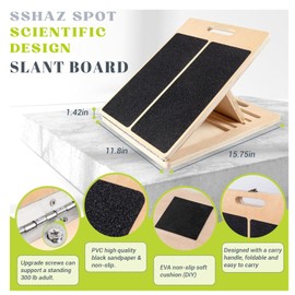SSHAZ SPOT Professional Wooden Slant Board for Calf Stretching, Portable 5-Stretch Board for Knees, Non-Slip Foot Incline Board Physical Therapy Equipment Calf Stretch, Extra Side Handle for Carry