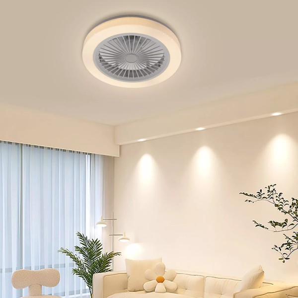 US 18'' Modern Low Profile Ceiling Fan with Lights Remote
