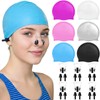 Syhood 6 Sets Swim Cap with Ear Plug & Nose