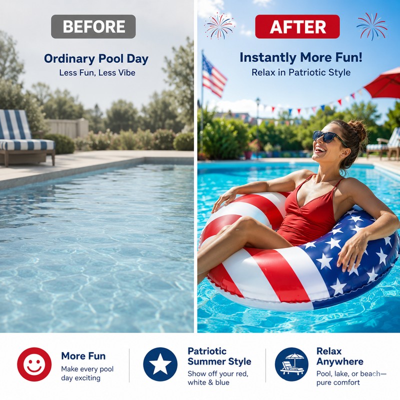 Patriotic Inflatable Swim Ring for Pool & Beach – 36-Inch