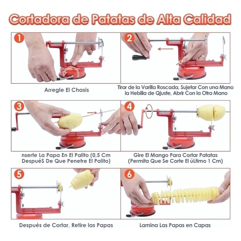 Spiral Potato Cutter Hand Crank Stainless Steel Alloy Rubber Food