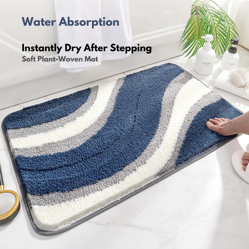 Modern Simple Bath Rugs, Non-Slip Bathroom Mat, Abstract Aesthetic Design,