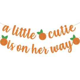 A Little Cutie Is On Her Way Banner, Little Cutie Banner, A Little Cutie Is On The Way Baby shower, decoración de fiesta de cumpleaños con temática naranja