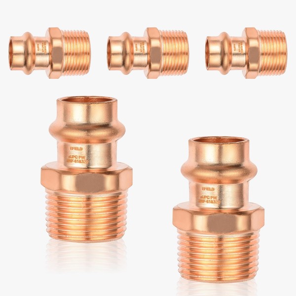 (Pack of 5) EFIELD Press Copper Fittings,1/2-Inch Press x 3/4-inch
