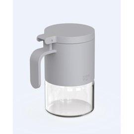 Zuutii Glass Spice Jars Moisture-Proof Containers with Spoons, 10oz Mini Seasoning Storage Jars with Flapper Caps for Salt, Sugar, Peppers, Chili in Kitchen (Light Gray)