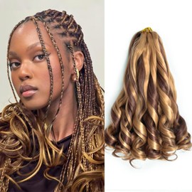 8 Packs French Curly Braiding Hair 12 Inch Loose Wave Spiral Curly Crochet Hair for Black Women Pre Stretched Braiding Hair with Curly Ends (12 inch, 27/33#)