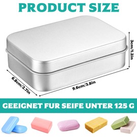 Tenbrachian 2 Pcs Travel Soap Cases, 150 ML Aluminum Soap Box, Soap Travel Case, Metal Soap Box, Travel Soap Container, Leakproof Soap Dish Holder, Soap Tin with Draining & Lid(Rectangular)
