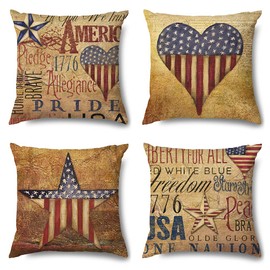 VIEAURA TYPE-1 Cushion Cover 17.7 x 17.7 inches (45 x 45 cm), American, Set of 4, Vintage Linen, Zabuton Cover, Chair, Sofa, Bed, Office, Car, Fashionable, Interior Decoration, Miscellaneous Goods