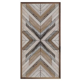 Kendrick Home Wood Wall Art - Pattern Washed Driftwood Wooden Wall Art Decor, Geometric Wood Wall Art for Home or Office, Framed Farmhouse Wall Art, Statement Pieces Home Decor, 12" x 24"