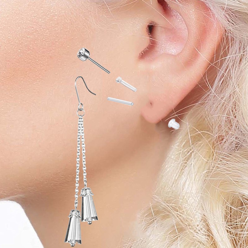 108 fundas de silicona para arete de alergia para orejas