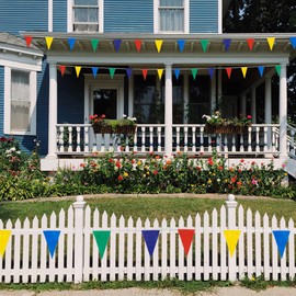 GREATRIL 4 Packs Pennant Flags, Waterproof Party Decoration, 40m Total Length, Purple Green Blue Yellow Red, Multicolor Flags