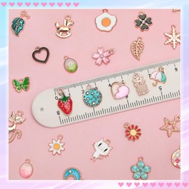 SANNIX Charm for Jewelry Making, 100Pcs Assorted Bracelet Charms Assorted Gold Enamel Charm Pendants Bracelet Necklaces Earrings Crafts