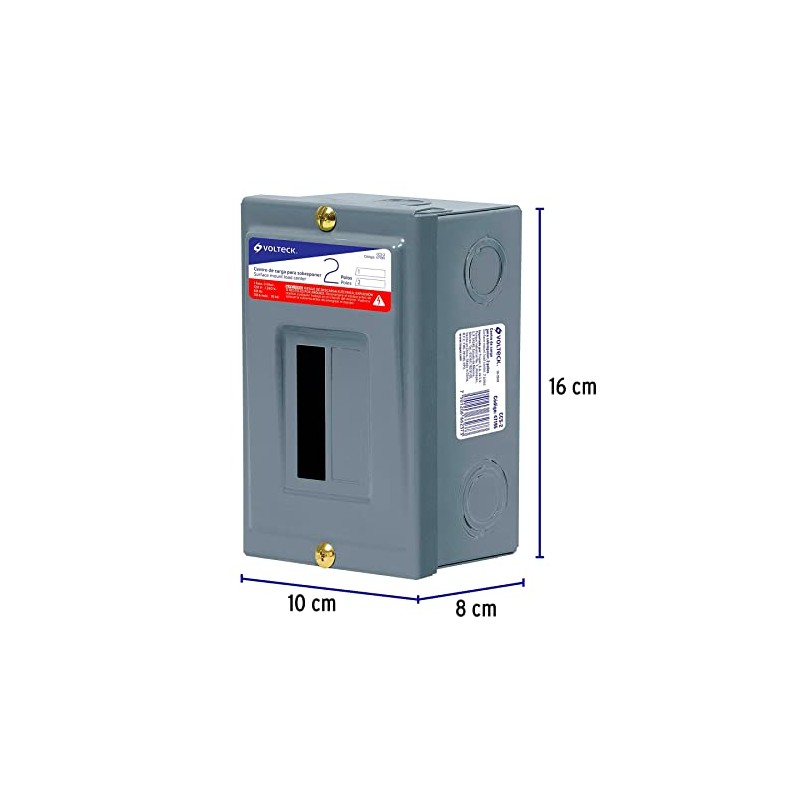 Volteck CCS-2, Centro de carga de sobreponer, 2 polos, Volteck